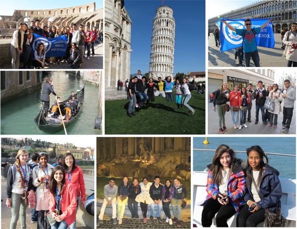 composite images of high school trip to Italy