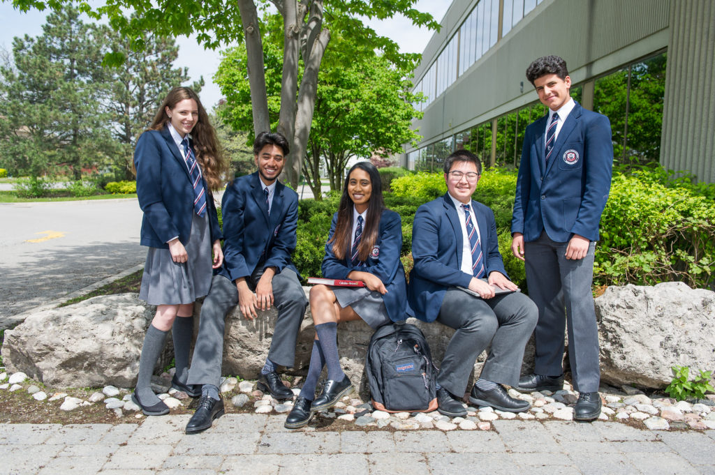 5 high school students in uniform